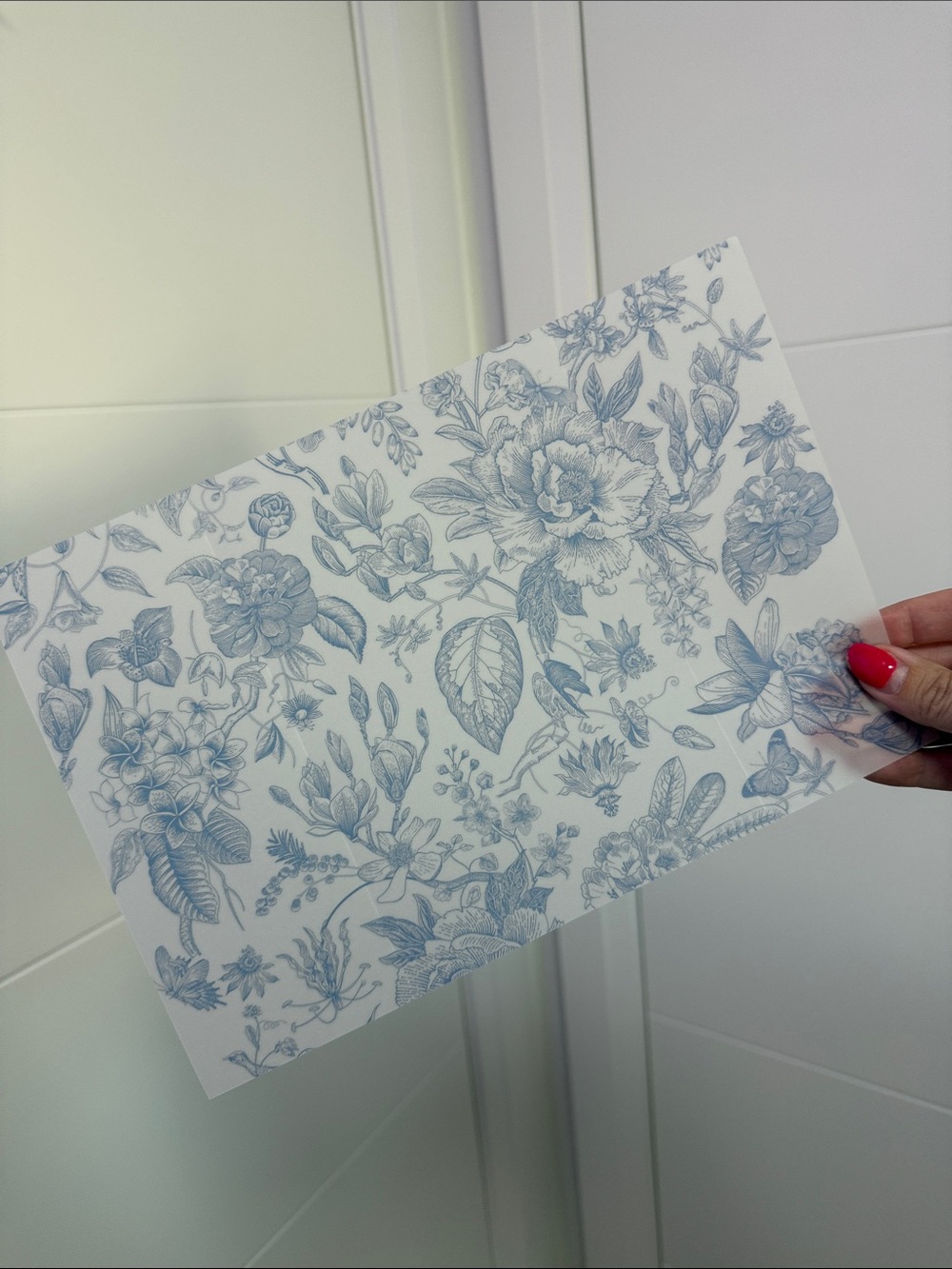 Blue Floral Decorative Vellum Paper for invitation making